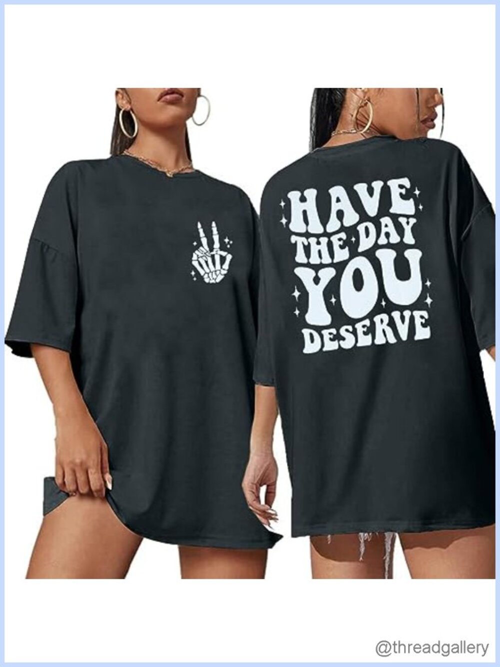 Oversized Graphic Tee Women Skeleton Skull Print Funny Casual T-Shirt